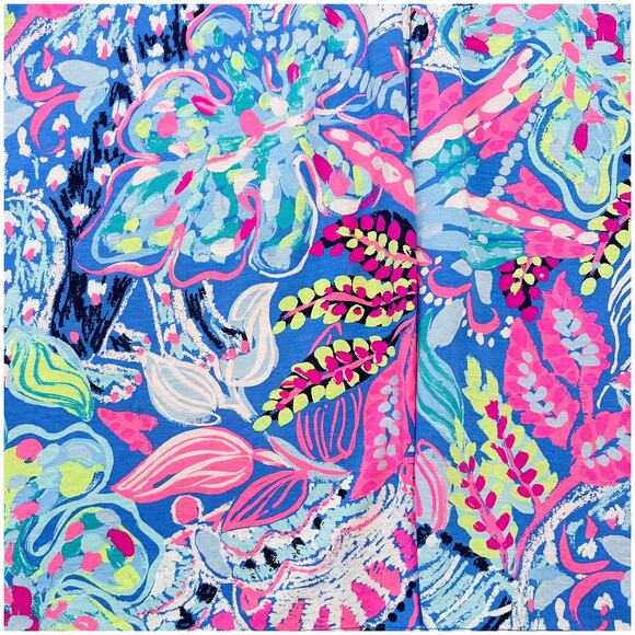 Lilly Pulitzer EUC Amina Fantasy Garden Dress Women M Blue Pink Preppy Tropical - Picture 4 of 7